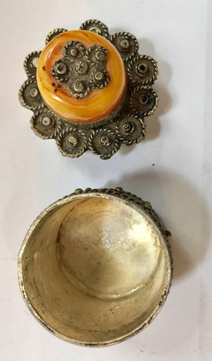 Silvered Metal Lidded Box