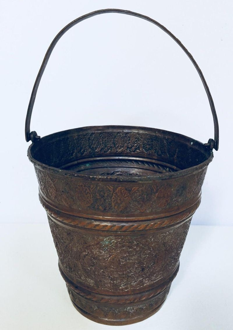 Moorish Mughal Metal Copper Vessel Bucket