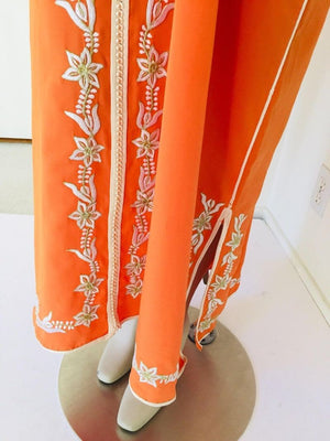 Moroccan Orange Kaftan Maxi Dress Caftan