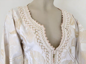 Moroccan Caftan White Ivory and Gold Brocade Kaftan