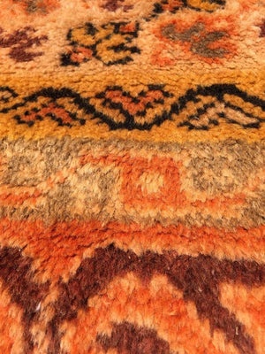 1960s Moroccan Vintage Orange Color Tribal African Pile Rug