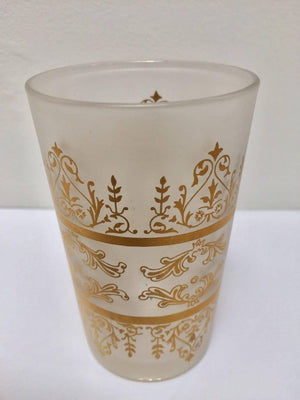 Set of Six Moorish White Frosted and Gold Glasses