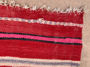 1960s Moroccan Vintage Flat-Weave Ethnic Textile Rug