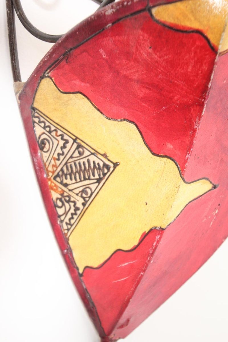 Vintage Parchment Moroccan African Tribal Art Wall Sconce