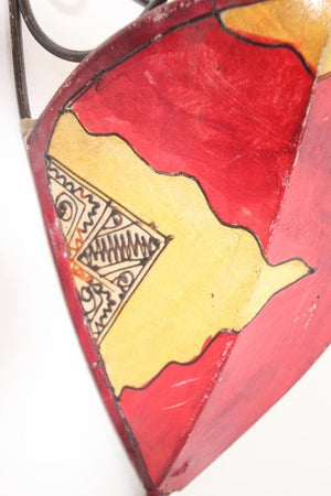 Vintage Parchment Moroccan African Tribal Art Wall Sconce