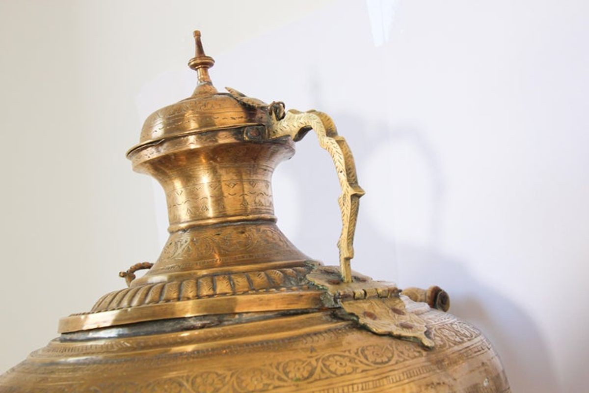 19th Century Handcrafted Mughal Brass Samovar in Moorish Style