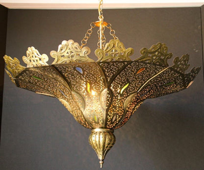 Moroccan Moorish Brass Pasha Chandelier