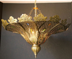 Moroccan Moorish Brass Pasha Chandelier