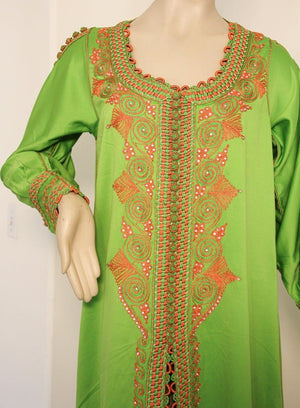 Moroccan Kaftan in Kelly Green