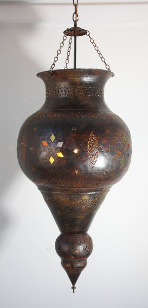 Vintage Moroccan Bronze Moorish Chandelier