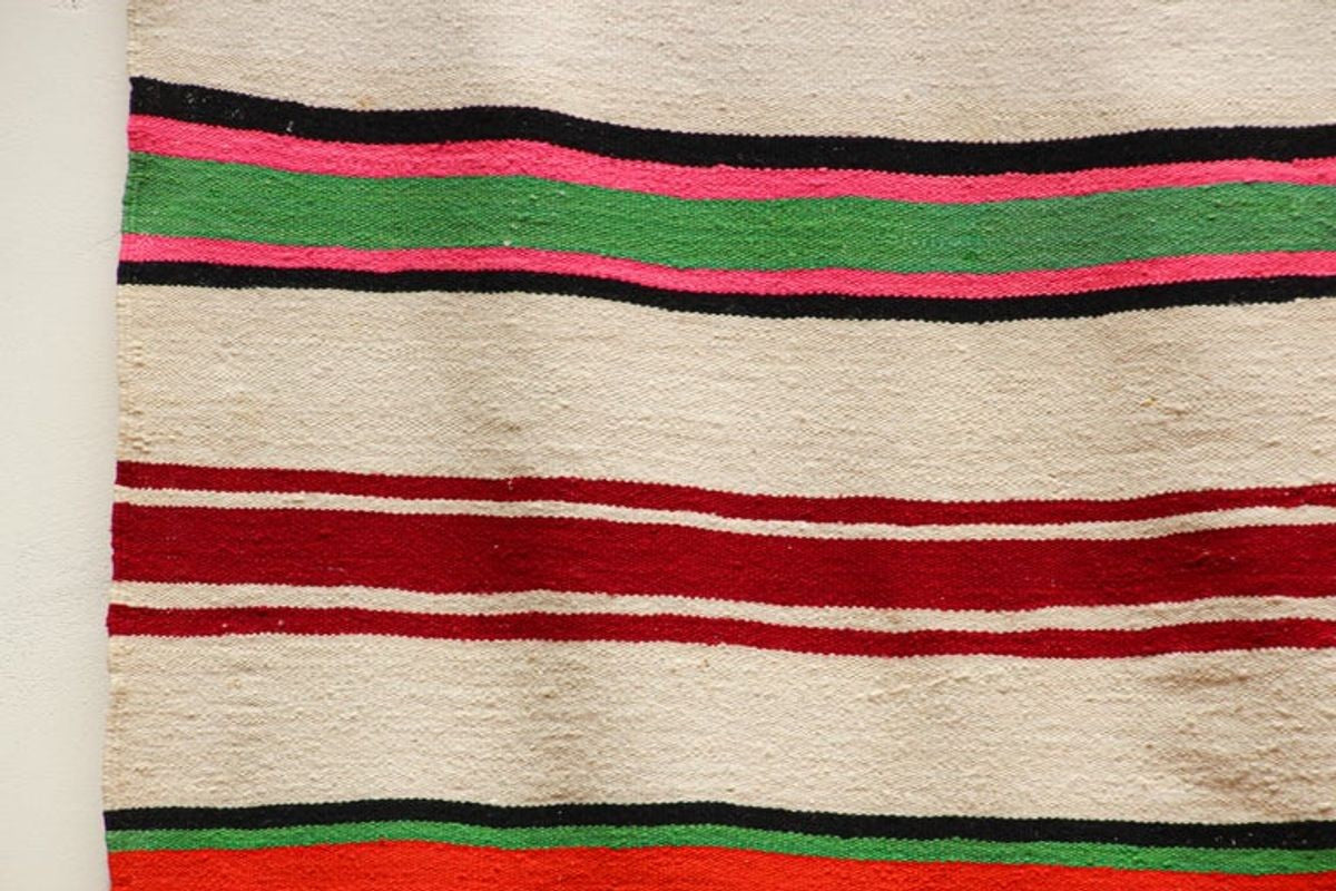 Vintage 1960s Moroccan Flat-Weave Rug, Ethnic Textile Handira