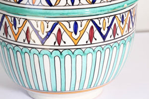 Handcrafted Ceramic Glazed Covered Jar in Fez Morocco