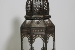 Moroccan Metal and Clear Glass Candle Lantern