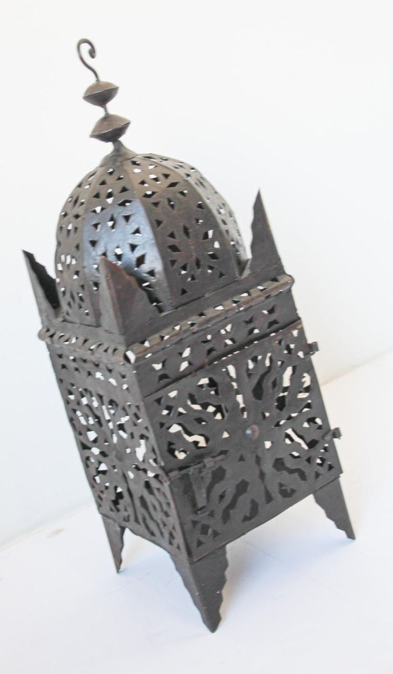 Large Moroccan Moorish Hurricane Metal Candle Lantern