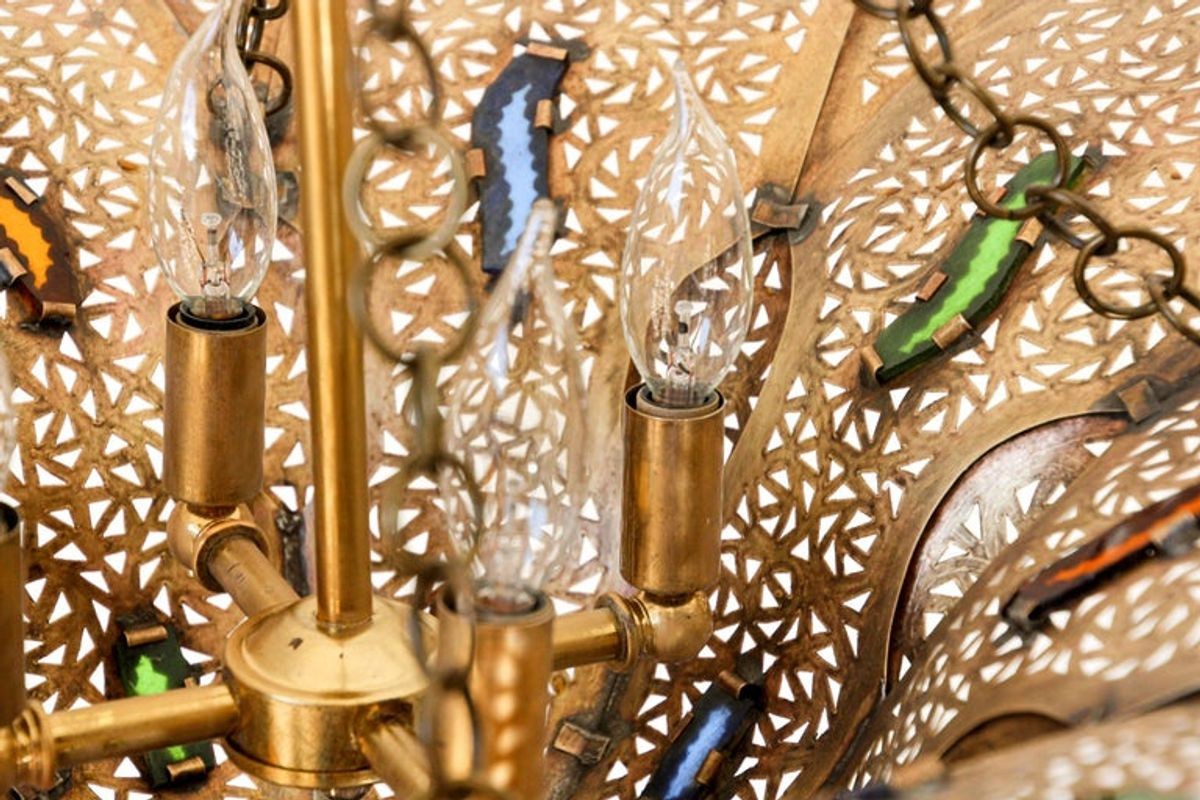 Vintage Moroccan Brass Chandelier Pasha Moorish Style