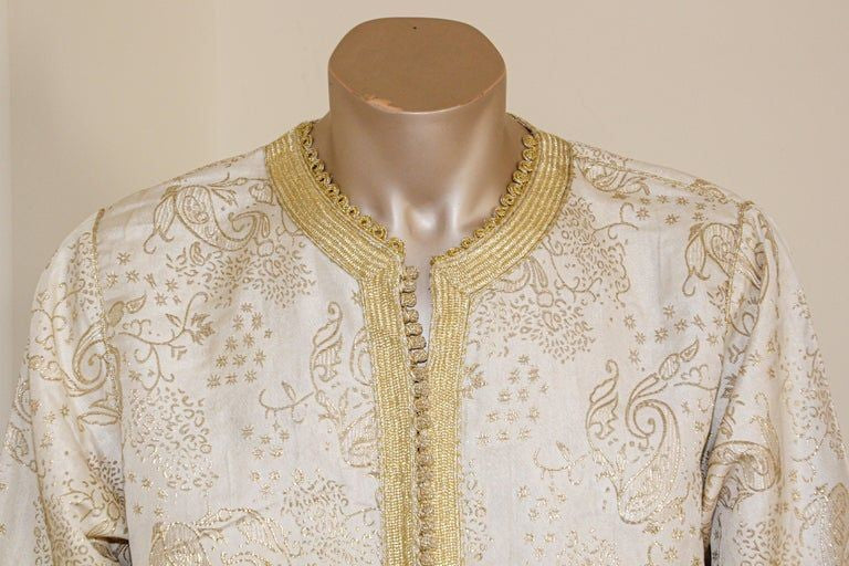 Moroccan Vintage Kaftan Gentleman Silver and Gold Caftan, circa 1970