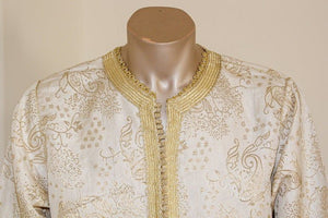 Moroccan Vintage Kaftan Gentleman Silver and Gold Caftan, circa 1970