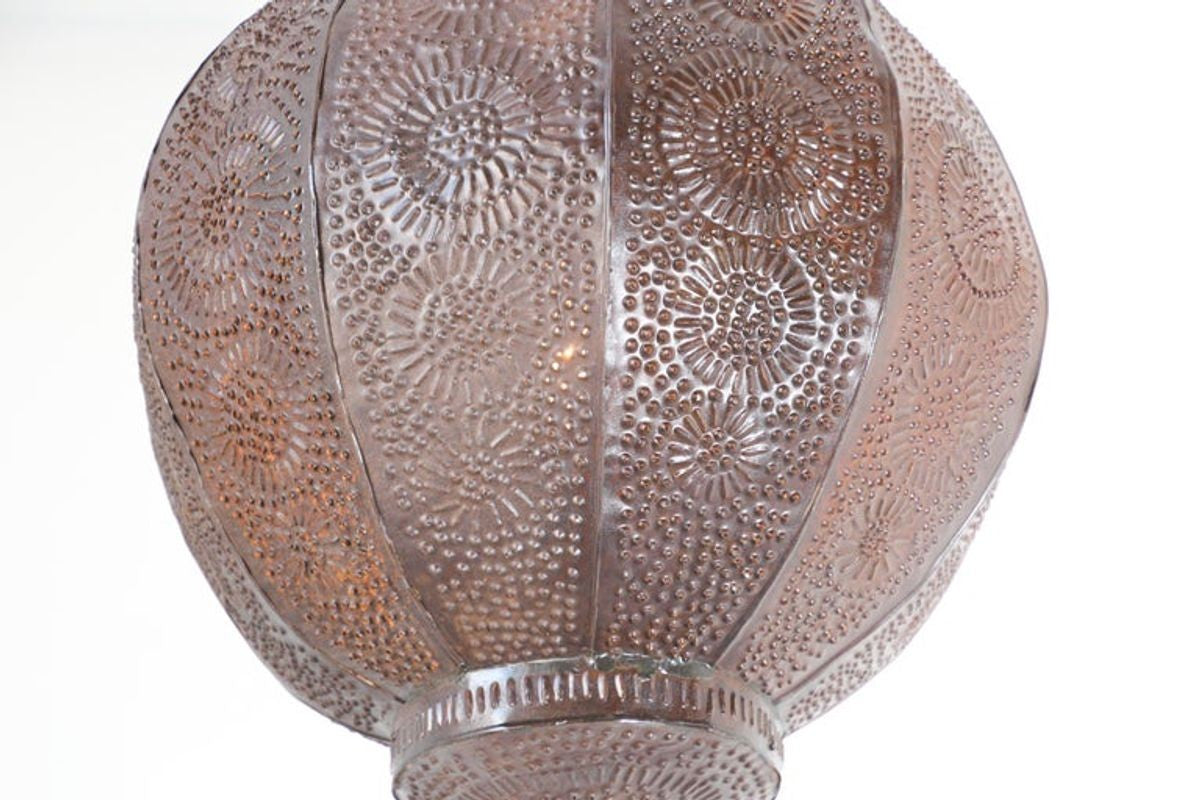 Handcrafted Moroccan Metal Orb Pendant, North Africa