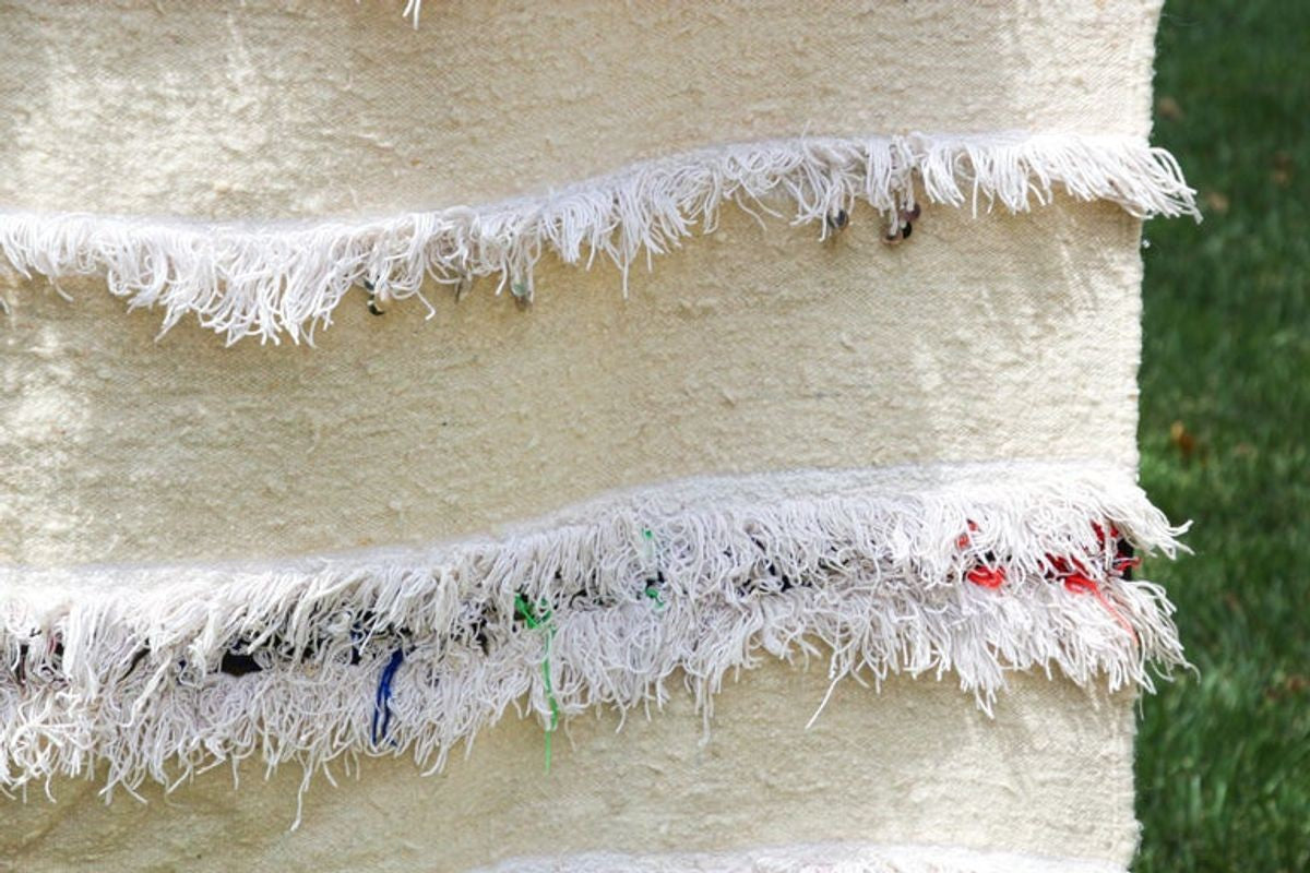 1960s Vintage Authentic Moroccan Wedding Blanket Throw with Sequins