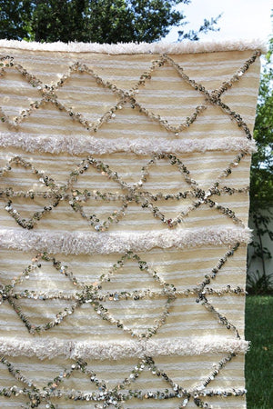 Vintage Moroccan Handcrafted Wedding Blanket Throw with Sequins