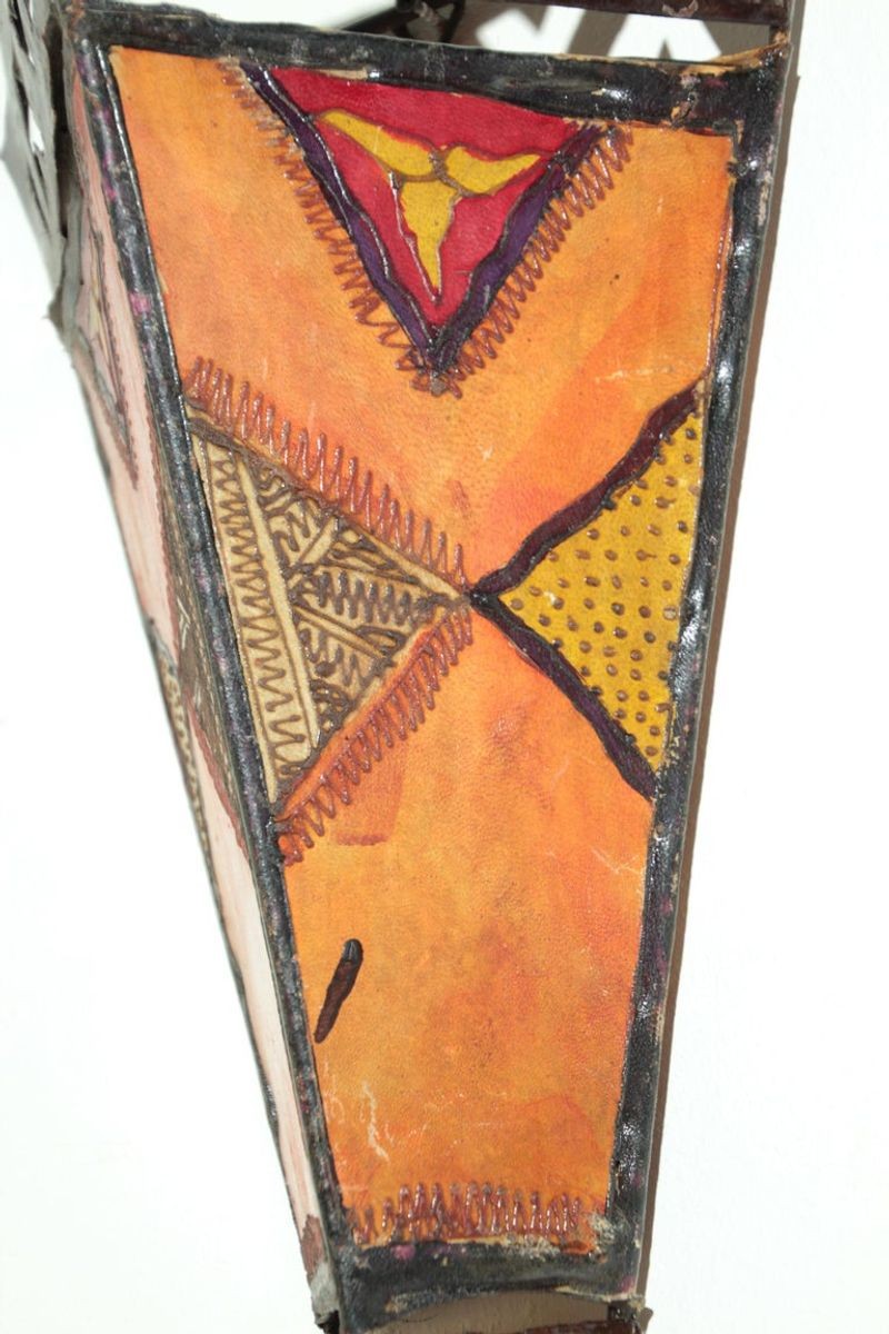 Moroccan Folk Art Metal and Parchment Wall Shade Sconce