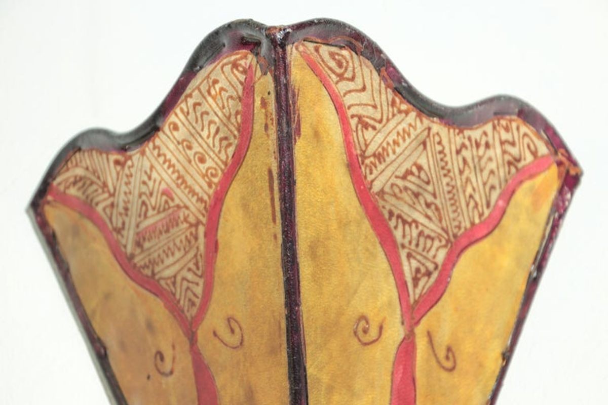 Vintage North African Art Wall Sconce Parchment