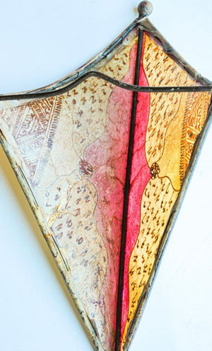 Hand-Painted Parchment Moroccan Art Wall Sconce
