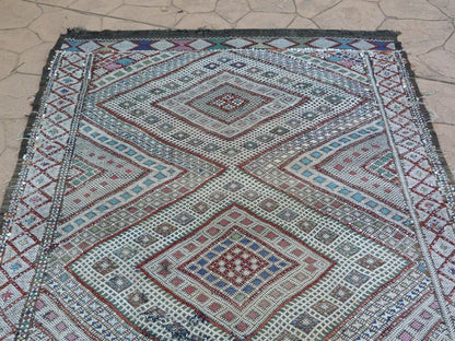 1960s Vintage Zemmour Moroccan Berber Rug Runner