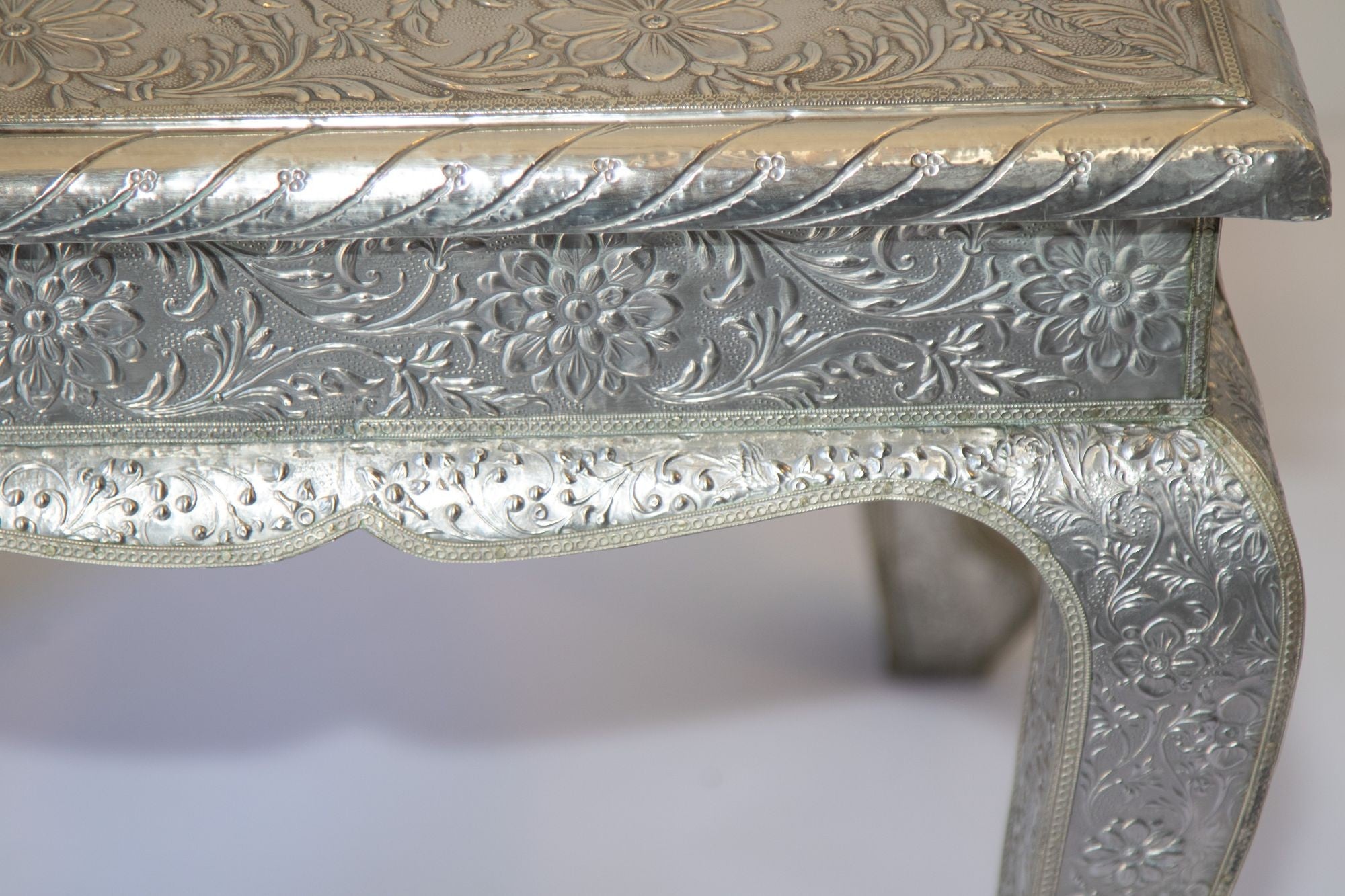 1950 Anglo-Indian Silver Wrapped Clad Side Low Table