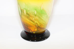 Murano Orange Footed Vase Freeform Handkerchief Art Glass