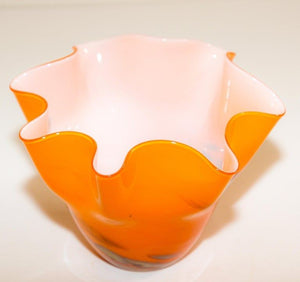 Murano Art Glass Venetian Fulvio Bianconi Vase Orange Freeform Handkerchief