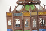 Moroccan Moorish Multi-Color Glass Lantern in Star Shape