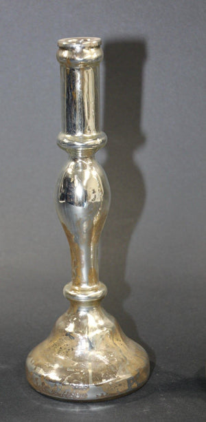 Pair of Mercury Glass Silvered Candlesticks