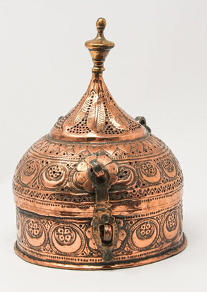 Rajasthani Mughal Decorative Copper Lidded Betel Spice Pandan Caddy Box