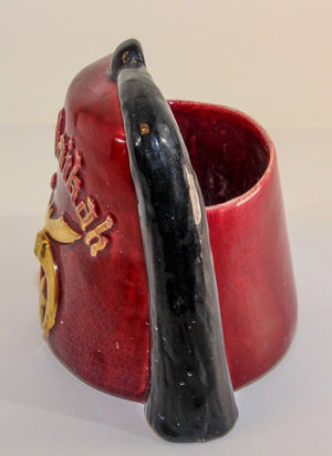 Vintage Masonic Shriner Burgundy Ceramic Vase