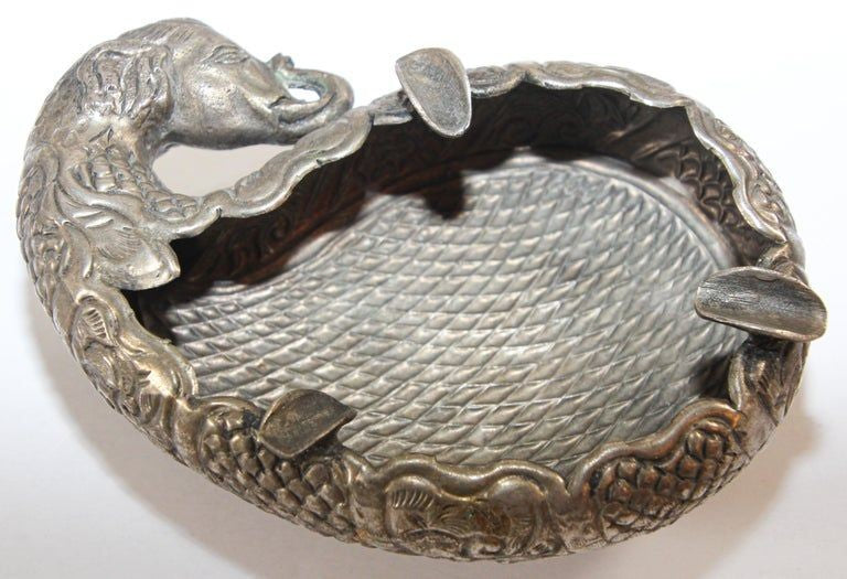 Mughal Indian Raj Style Elephant Shape Silver Ashtray