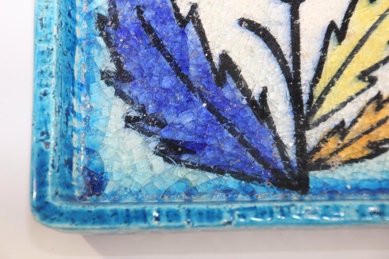 Blue Ceramic Ashtray by Aldo Londi for Bitossi Handcrafted in Italy