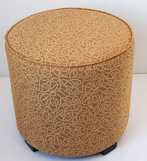 Post Moroccan Art Deco Style Pouf Upholstered in Gold Fabric