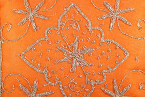 Beaded Orange Throw Pillow Embellished with Sequins