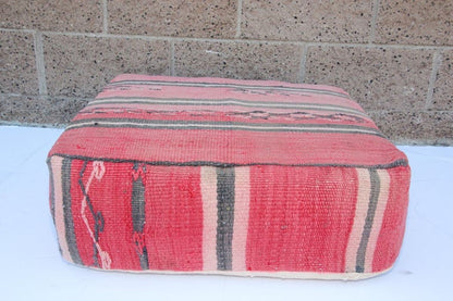 Vintage Moroccan Floor Pillow Seat Cushion Made from a Berber Old Rug