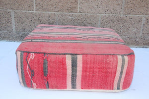 Vintage Moroccan Floor Pillow Seat Cushion Made from a Berber Old Rug