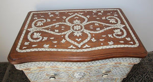 White Inlay Moorish Moroccan Nightstand Dresser