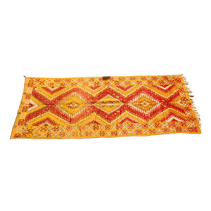 1960s Vintage Moroccan Rug Orange and Red Authentic Tribal Carpet