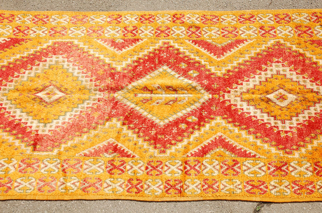 1960s Vintage Moroccan Rug Orange and Red Authentic Tribal Carpet