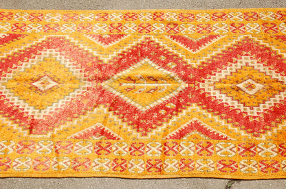 1960s Vintage Moroccan Rug Orange and Red Authentic Tribal Carpet