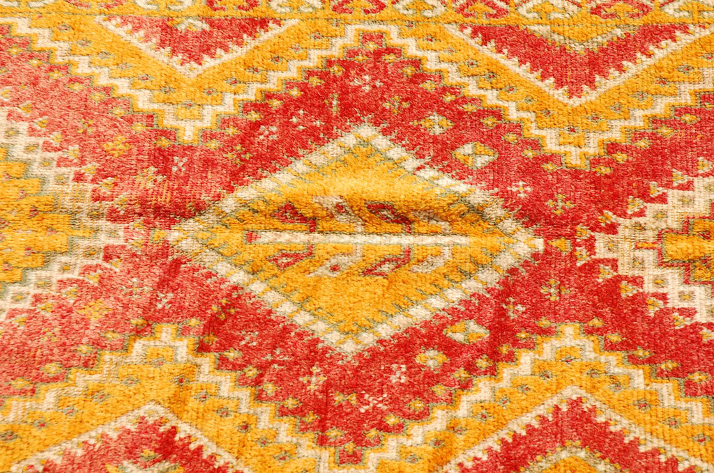 1960s Vintage Moroccan Rug Orange and Red Authentic Tribal Carpet