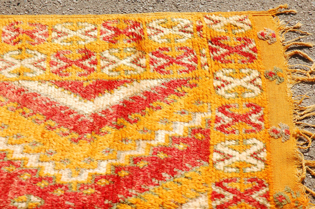1960s Vintage Moroccan Rug Orange and Red Authentic Tribal Carpet