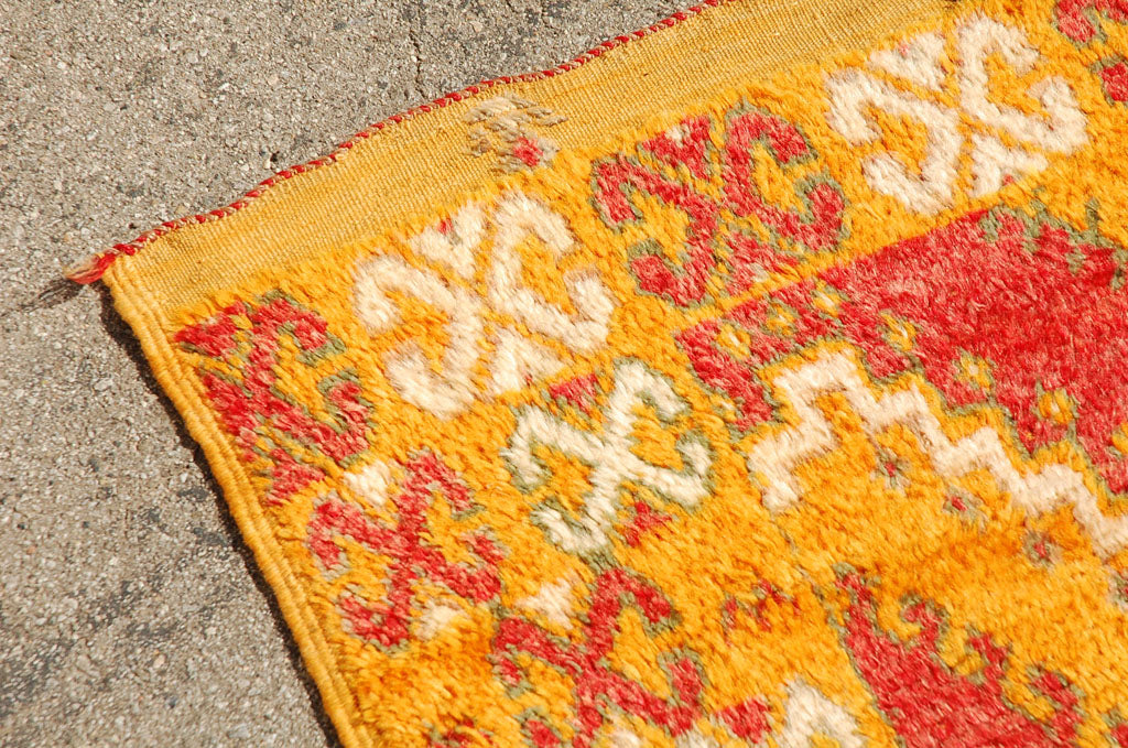 1960s Vintage Moroccan Rug Orange and Red Authentic Tribal Carpet