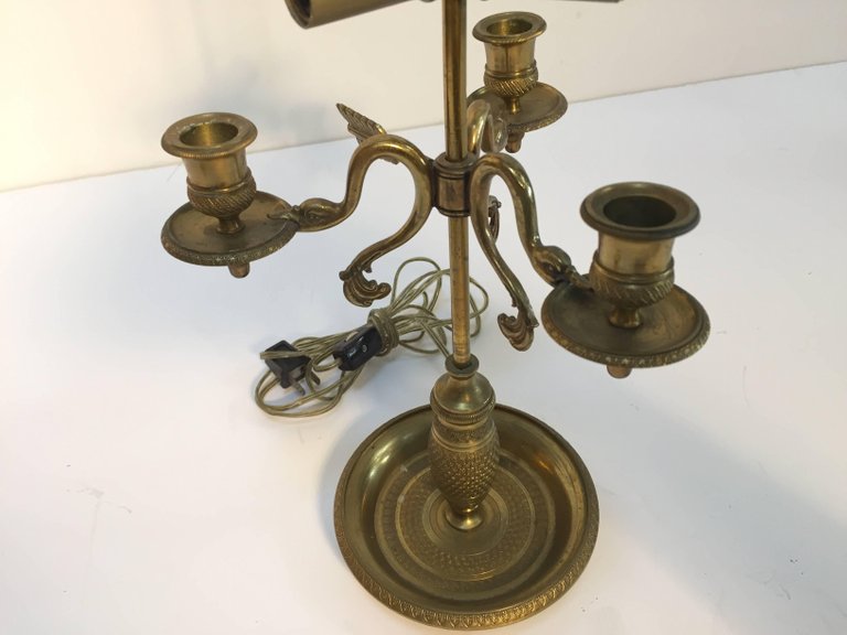 French Antique Brass Candelabra Converted into a Table Lamp