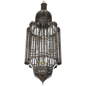 Large-Scale Moroccan Moorish Pendant Chandelier Metal and Clear Glass